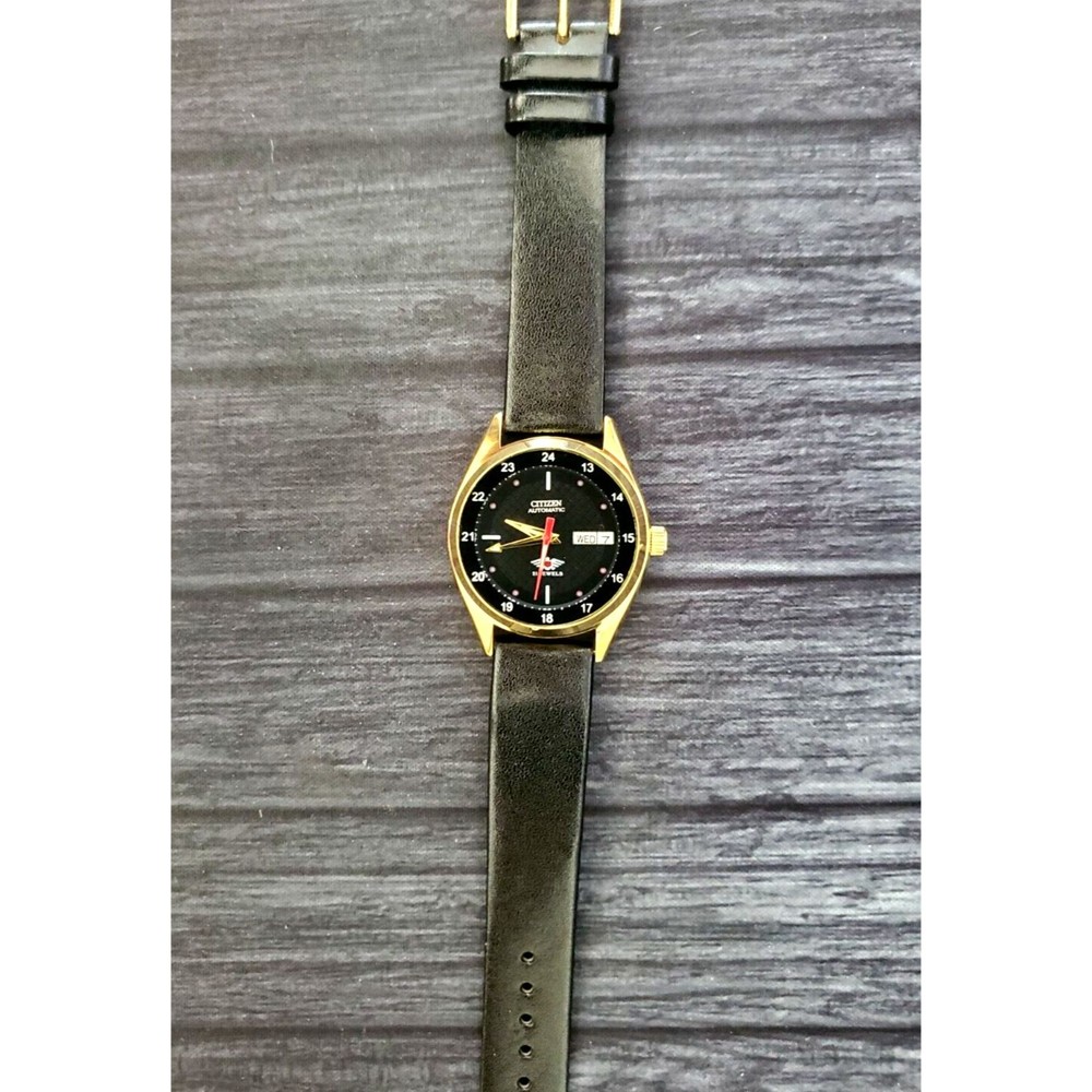 Rare Vintage Citizen Automatic Black Pattern 12-24hr Dial Watch 8200-4 Serviced - Picture 8 of 11